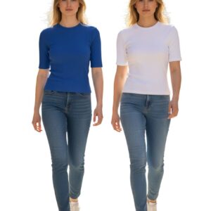 Promoção Kit 2 Camiseta Feminina em Algodão com Elastano