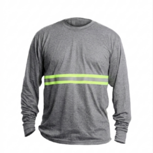 Camiseta Manga Longa com Faixas Refletivas Cinza