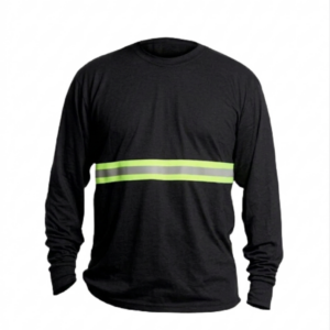 Camiseta Manga Longa com Faixa Refletiva Preta