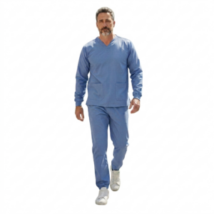 Conjunto Hospitalar Scrubs Azul Claro Manga Longa
