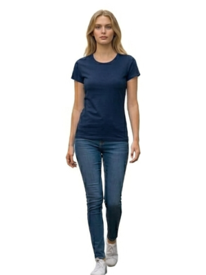 camiseta baby look azul marinho
