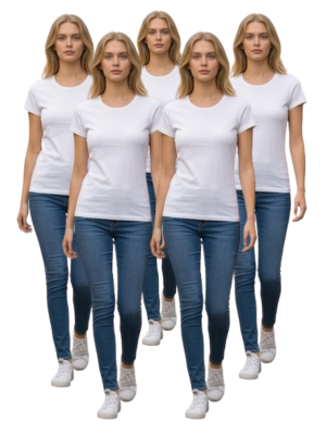 kit 5 camiseta baby look branca
